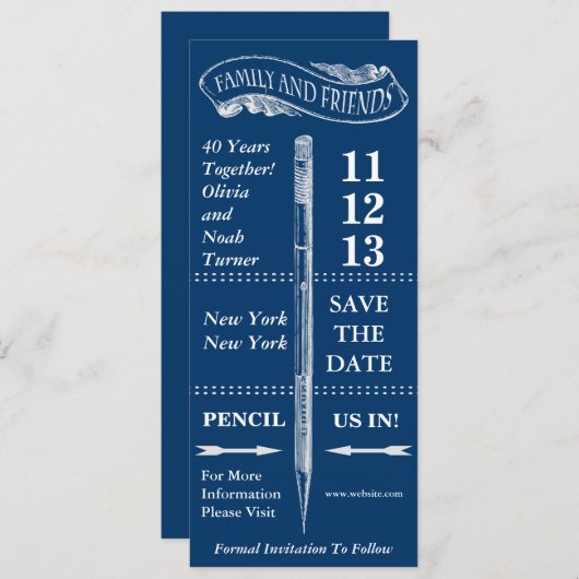 Chalkboard Vintag Save the Date Jahrestag (Vorne/Hinten)