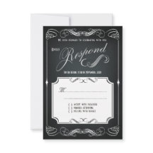 Chalkboard Vintage Bold Typografy Wedding RSVP