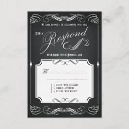 Chalkboard Vintage Bold Typografy Wedding RSVP Karte