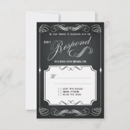 Chalkboard Vintage Bold Typografy Wedding RSVP Karte