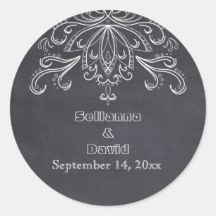 Chalkboard Vintage rustikale Hochzeit Speichern Si Runder Aufkleber