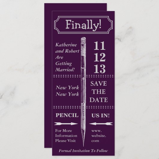 Chalkboard Vintage Wedding Save the Date (Vorne/Hinten)