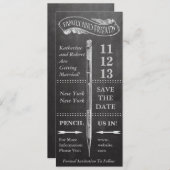Chalkboard Vintage Wedding Save the Date (Vorne/Hinten)