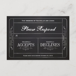 Chalkboard Vintage Wedding Ticket UAWG RSVP Karte
