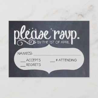 Chalkboard Vintage Wedding UAWG Postcard RSVP Karte