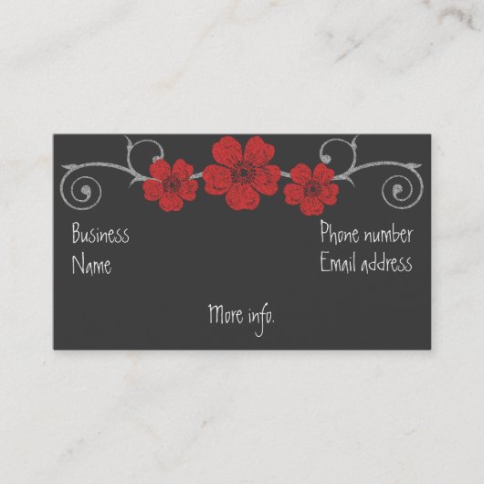Chalkboard-Visitenkarte für Wilde Rote Rosen Visitenkarte (Vorderseite)