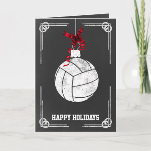 Chalkboard Volleyball-Spieler Weihnachtskarten Feiertagskarte