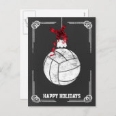 Chalkboard Volleyball-Spieler Weihnachtskarten Feiertagspostkarte (Vorne/Hinten)