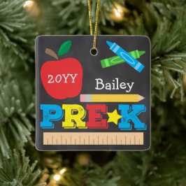 Chalkboard vor der Schule Keepake farbig Keramikornament