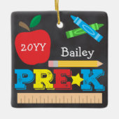 Chalkboard vor der Schule Keepake farbig Keramikornament (Vorderseite)