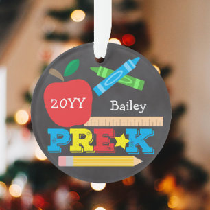 Chalkboard vor der Schule Keepake farbig Ornament