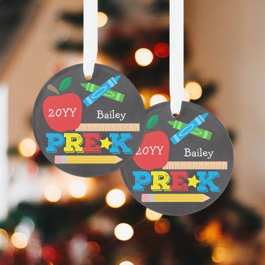 Chalkboard vor der Schule Keepake farbig Ornament