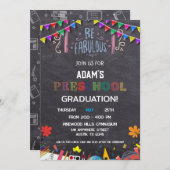 Chalkboard Vorschule Abschluss Einladung (Vorne/Hinten)