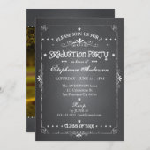 Chalkboard w Foto Graduation Party Einladung (Vorne/Hinten)