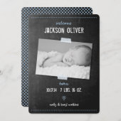 Chalkboard Washi Tape Birth Ankündigung (Vorne/Hinten)