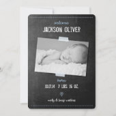 Chalkboard Washi Tape Birth Ankündigung (Vorderseite)