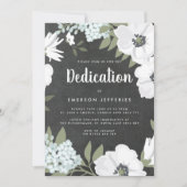 Chalkboard Wasserfarbe Anemone Dedication Einladung (Vorderseite)