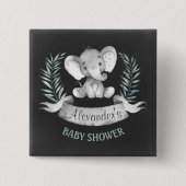 Chalkboard Wasserfarbe Elephant Babydusche Button (Vorderseite)