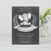 Chalkboard Wasserfarbe Elephant Babydusche Einladung (Stehend Vorderseite)
