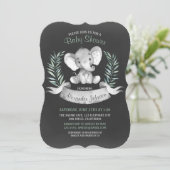 Chalkboard Wasserfarbe Elephant Babydusche Einladung (Stehend Vorderseite)