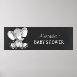 Chalkboard Wasserfarbe Elephant Babydusche Poster