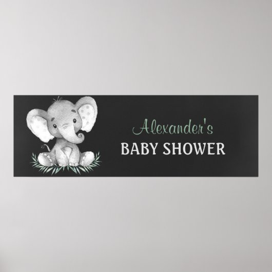Chalkboard Wasserfarbe Elephant Babydusche Poster (Vorne)