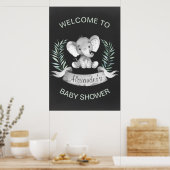 Chalkboard Wasserfarbe Elephant Babydusche Poster (Küche)