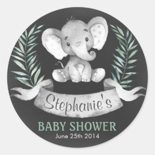Chalkboard Wasserfarbe Elephant Babydusche Runder Aufkleber