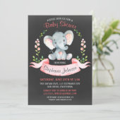Chalkboard Wasserfarbe Elephant Girl Baby Dusche Einladung (Stehend Vorderseite)