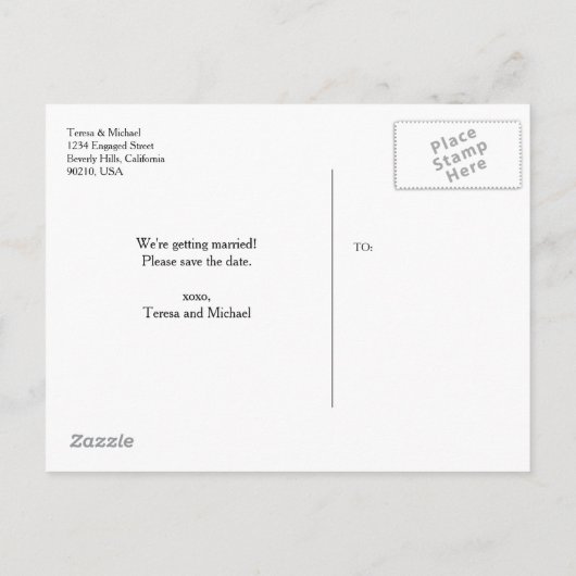 Chalkboard Wasserfarben-Blume Save the Date Ankündigungspostkarte (Rückseite)