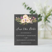 Chalkboard Wasserfarbenanemonen Save the Date Ankündigungspostkarte (Stehend Vorderseite)