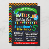 Chalkboard Wasserrutsche Sommergebäck Einladung (Vorne/Hinten)