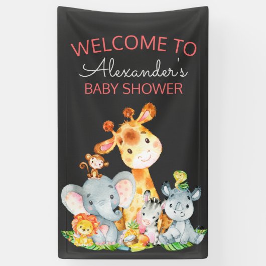 Chalkboard Watercol Niedlich Safari Jungle Baby Du Banner (Vertikal)