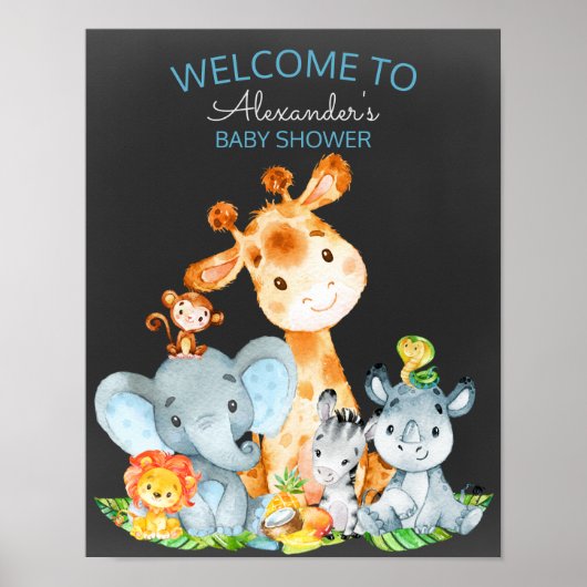 Chalkboard Watercol Niedlich Safari Jungle Baby Du Poster (Vorne)