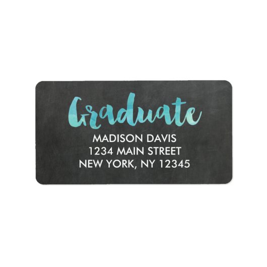 Chalkboard Watercolor Abschluss Address Labels Adressaufkleber (Vorne)