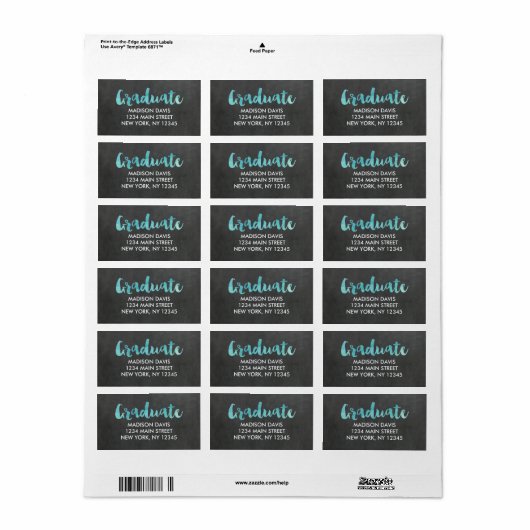 Chalkboard Watercolor Abschluss Address Labels Adressaufkleber (Vorne)