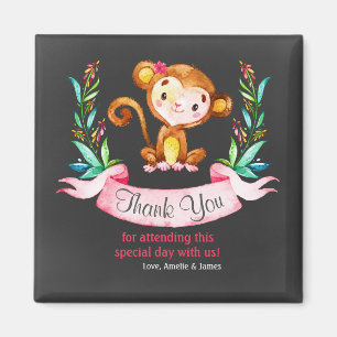 Chalkboard Watercolor Affe Girl Danke Magnet