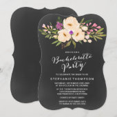 Chalkboard Watercolor Anemones Junggeselinnen-Absc Einladung (Vorne/Hinten)