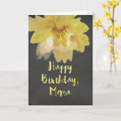 Chalkboard Watercolor Blume Mema Birthday Card Karte (Gelbe Blume)
