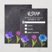Chalkboard Watercolor Blume Wedding RSVP Karte (Vorne/Hinten)