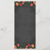 Chalkboard Watercolor Blumen Orange Hochzeitsmenü Menükarte (Rückseite)