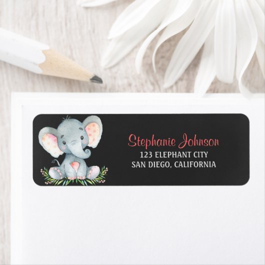 Chalkboard Watercolor Elephant Girl (Insitu)