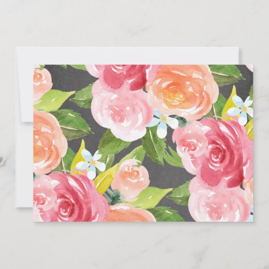 Chalkboard Watercolor Foral Tee Brautparty Einladung (Rückseite)