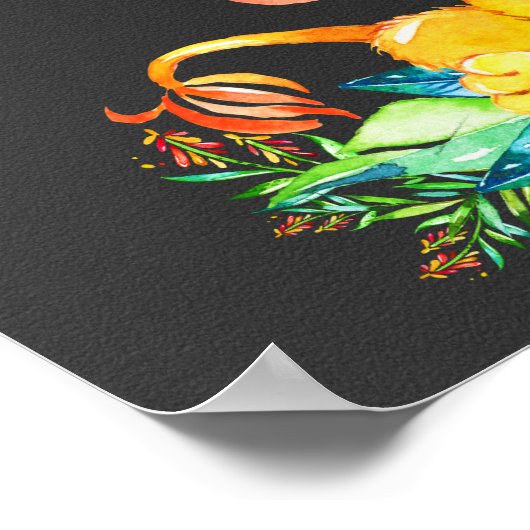 Chalkboard Watercolor Löwendusche Poster (Ecke)