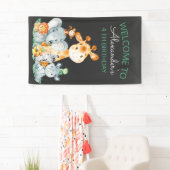 Chalkboard Watercolor Niedlich Safari Tiere Geburt Banner (Insitu)