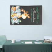 Chalkboard Watercolor Niedlich Safari Tiere Geburt Banner (Messeveranstaltung)