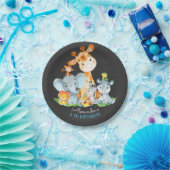 Chalkboard Watercolor Niedlich Safari Tiere Geburt Pappteller (Party)