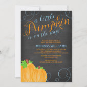 Chalkboard Watercolor Pumpkin Boy Babydusche Einladung (Vorderseite)