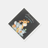 Chalkboard Watercolor Safari Animals Kinderdusche Serviette (Ecke)