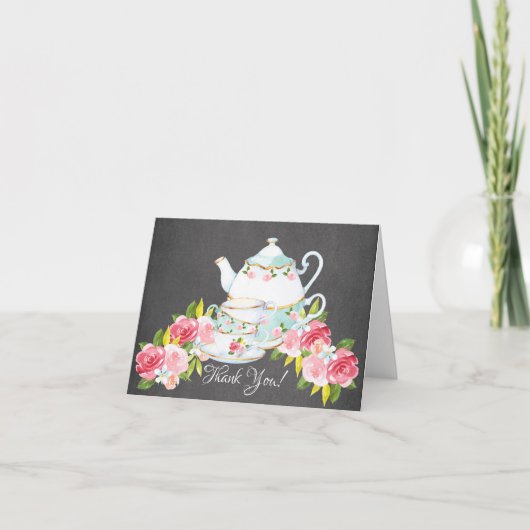 Chalkboard Watercolor Tee Party Dusche Danke (Vorderseite)